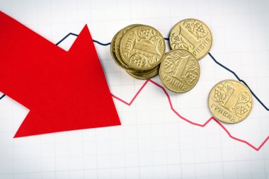 Sikke ve grafik belgesi üzerinde kırmızı ok kapat