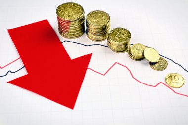Sikke ve grafik belgesi üzerinde kırmızı ok kapat