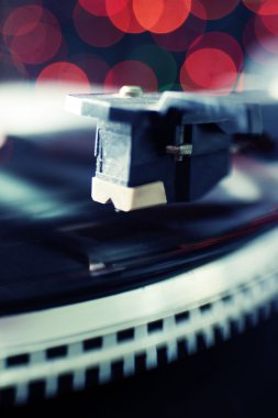 Gramofon kaydı olan bir vinil, portre