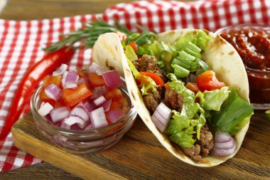 Meksika gıda Taco ahşap kesme tahtası, portre