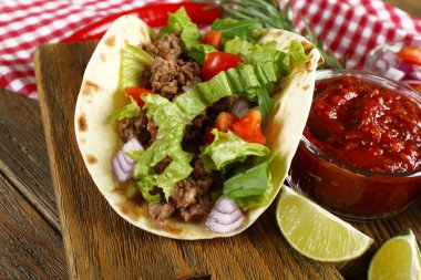 Meksika gıda Taco ahşap kesme tahtası, portre