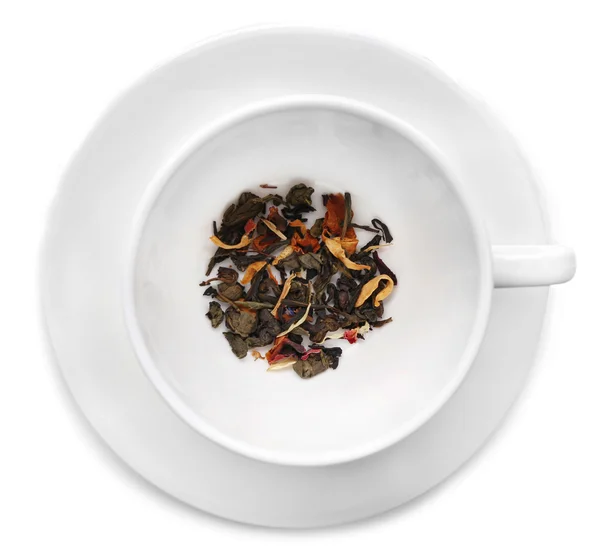 Té de hierbas en taza aislada en blanco — Foto de Stock