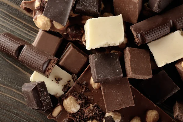 Set of chocolate with hazelnut, closeup — Stock Photo, Image