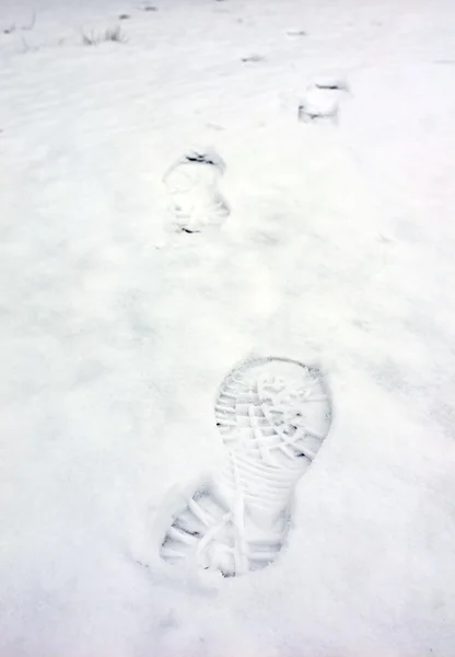 Footprints in snow — Stock Photo, Image