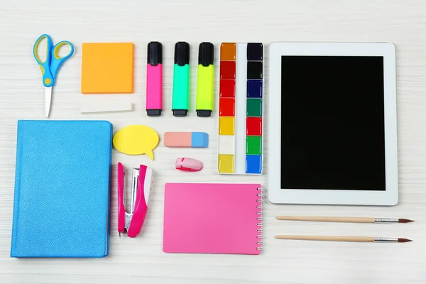 Digital tablet with stationery — Stock Photo, Image