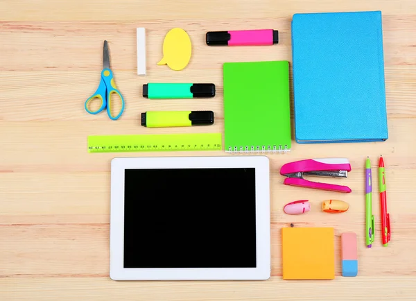 Digital tablet with stationery — Stock Photo, Image