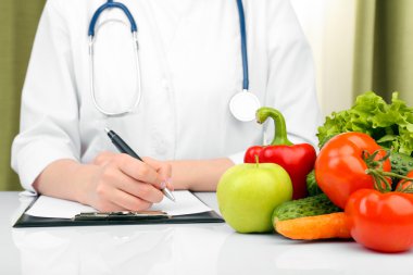 Doctor writing diet plan clipart