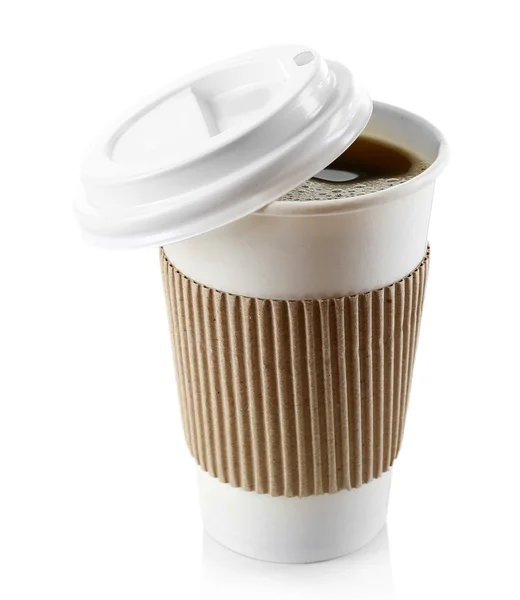 Paper cup of coffee isolated on white — Stock Photo, Image