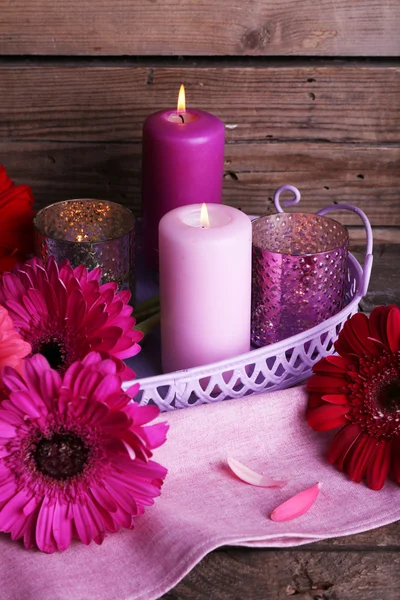 Stilleben med vackra ljusa gerbera blommor — Stockfoto