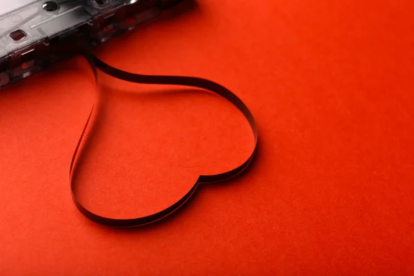 Kaseta z taśmą magnetyczną w kształcie serca — Zdjęcie stockowe