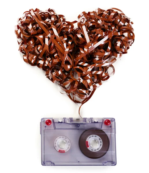 Casete con cinta magnética en forma de corazón —  Fotos de Stock