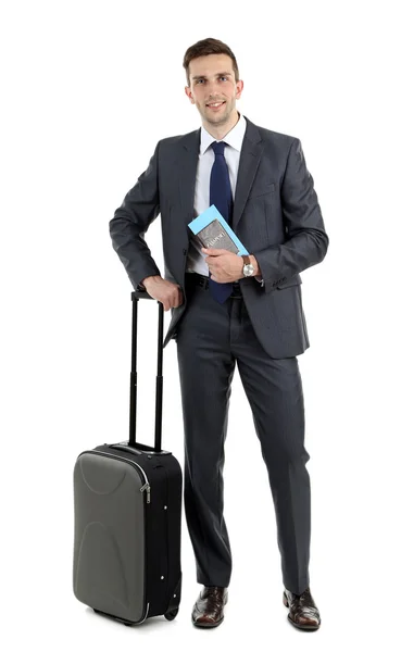 Hombre sosteniendo maleta —  Fotos de Stock