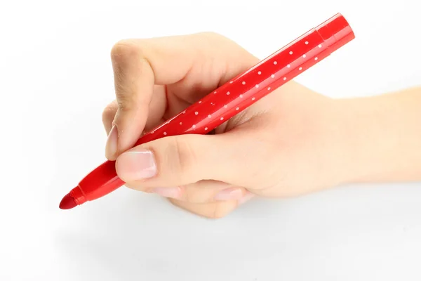 Mão feminina com caneta — Fotografia de Stock
