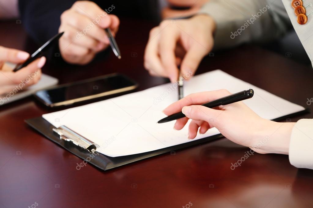 Business conference, close- up