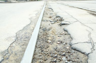 Kırık asfalt yakın çekim