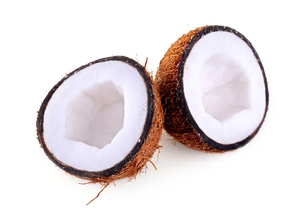 Kokosnuss halbiert isoliert auf weißem Hintergrund — Stockfoto