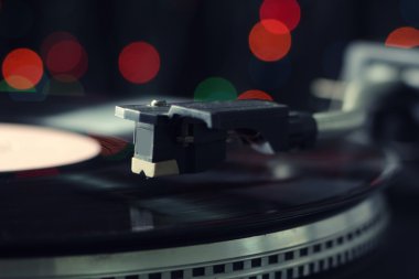 Gramofon kaydı olan bir vinil, portre