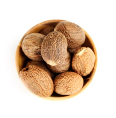 Beyaz izole Hindistan cevizi ahşap kase