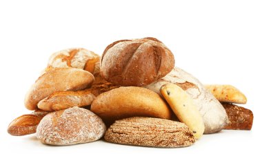 Beyaz izole farklı taze ekmek