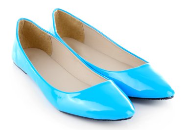 Güzel parlak kadın ayakkabıları üzerinde beyaz izole