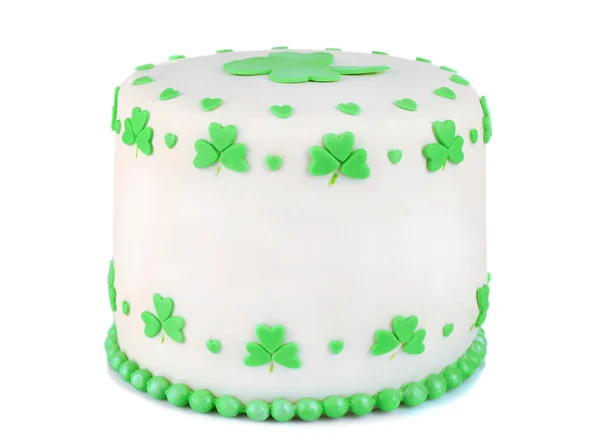 Delicioso pastel para el Día de San Patricio aislado en blanco —  Fotos de Stock