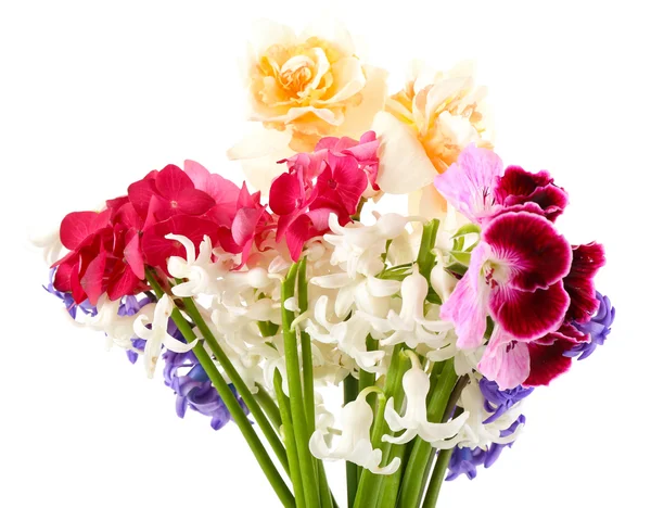 Beautiful bouquet of bright flowers isolated on white — Stock Photo, Image