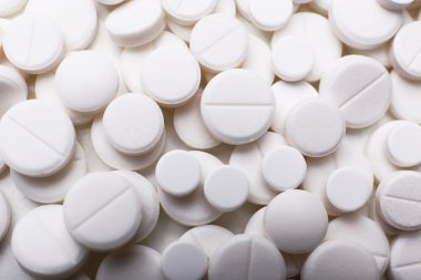Beyaz hap, closeup yığını