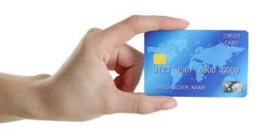 El ele tutuşma kartı, beyazla izole edilmiş.