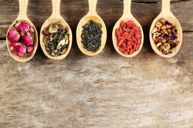 Çay ve doğal katkı maddeleri koleksiyonu