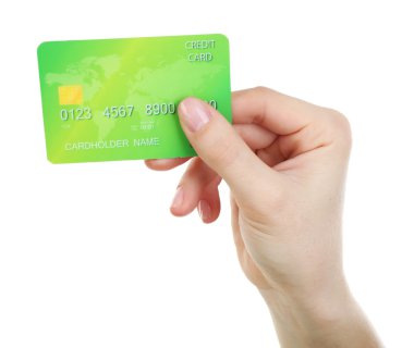 El ele tutuşma kartı, beyazla izole edilmiş.