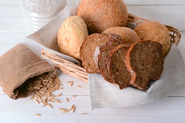 Tasty bread on table close-up — Stock Photo, Image