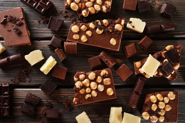 Set of chocolate with hazelnut — Stock Photo, Image