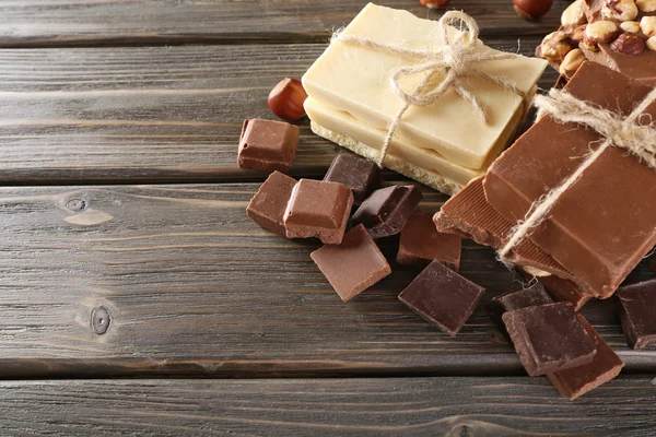 Set of chocolate with hazelnut — Stock Photo, Image