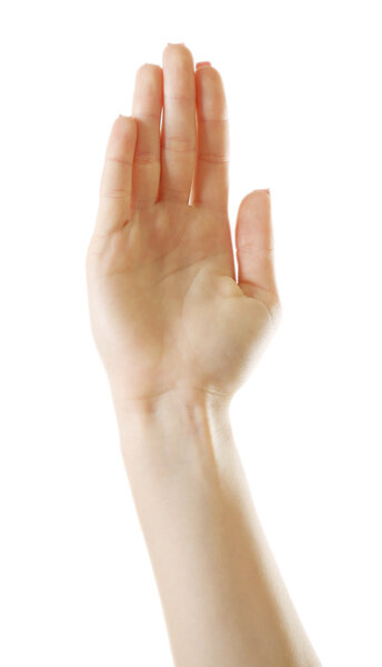 Female hand isolated on white