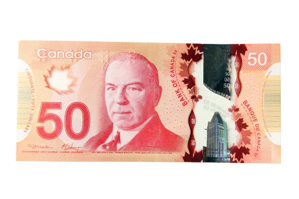 Canadian 50 Dollar, isolated on white — Stock Photo, Image