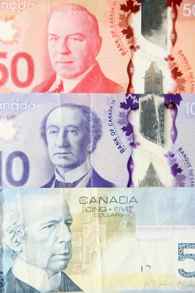Canadian dollars, close up — Stock Photo, Image