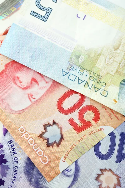 Canadian dollars, close up