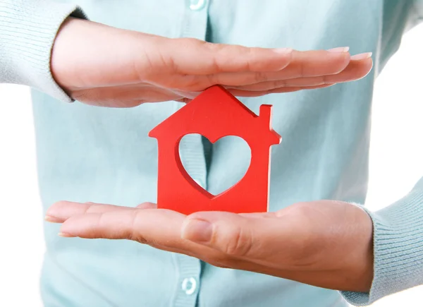 Hands with small model of house — Stock Photo, Image