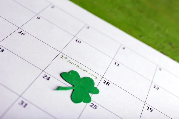 St. Patrick Fecha en el primer plano del calendario — Foto de Stock