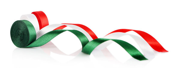 bright silk ribbons isolated on white
