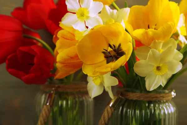 Beautiful bouquet of tulips and narcissus — Stock Photo, Image