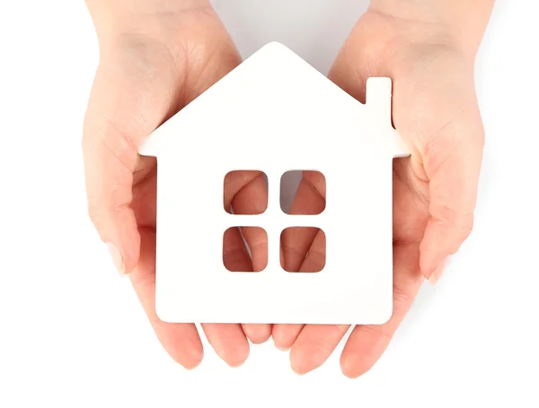 Hands with model of house — Stock Photo, Image