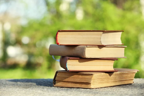 Stack of books outdoors — Stock Photo, Image