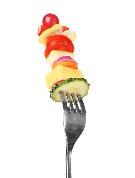 Snack of vegetables on fork — Stock Photo, Image