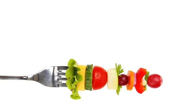 Snack of vegetables on fork — Stock Photo, Image