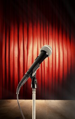 Empty stage and microphone before performance clipart