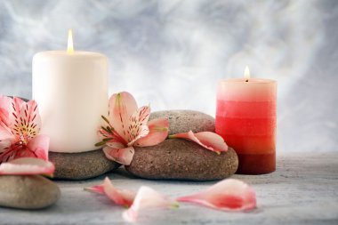 Natürmort spa mum ışık duvar kağıdı arka plan üzerinde