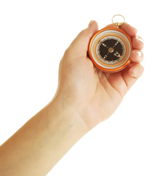 Female hand with compass — Stock Photo, Image