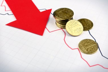 Sikke ve grafik belgesi üzerinde kırmızı ok kapat