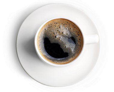 Beyaz üzerine izole edilmiş bir fincan kahve.